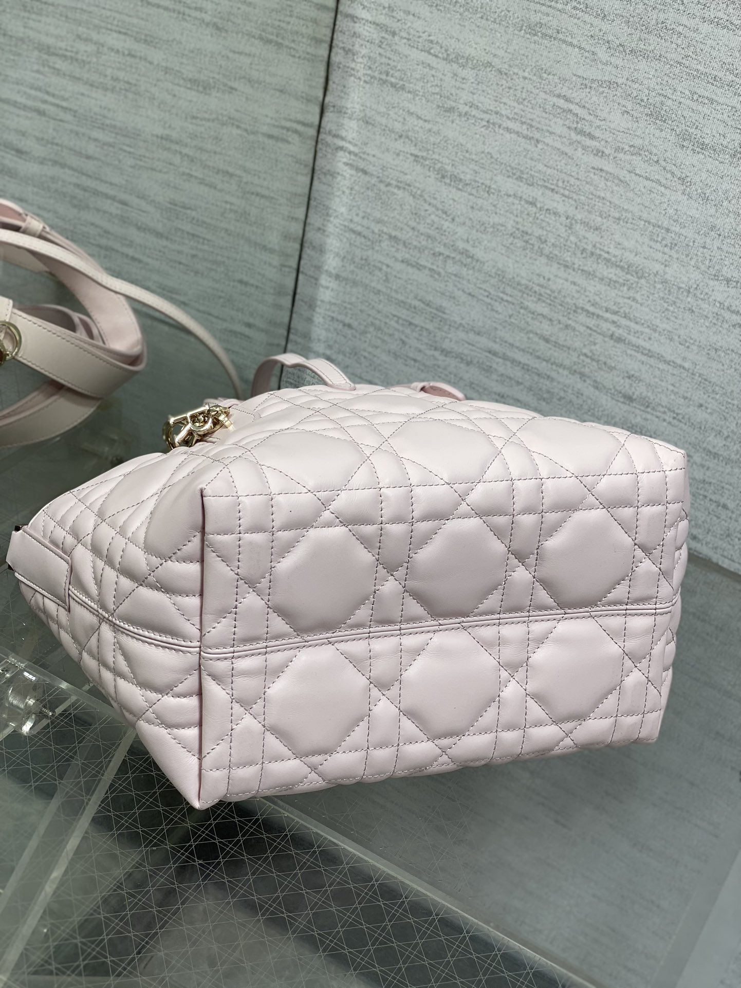 Small Dior Toujours Bag Pale Pink Macrocannage Calfskin